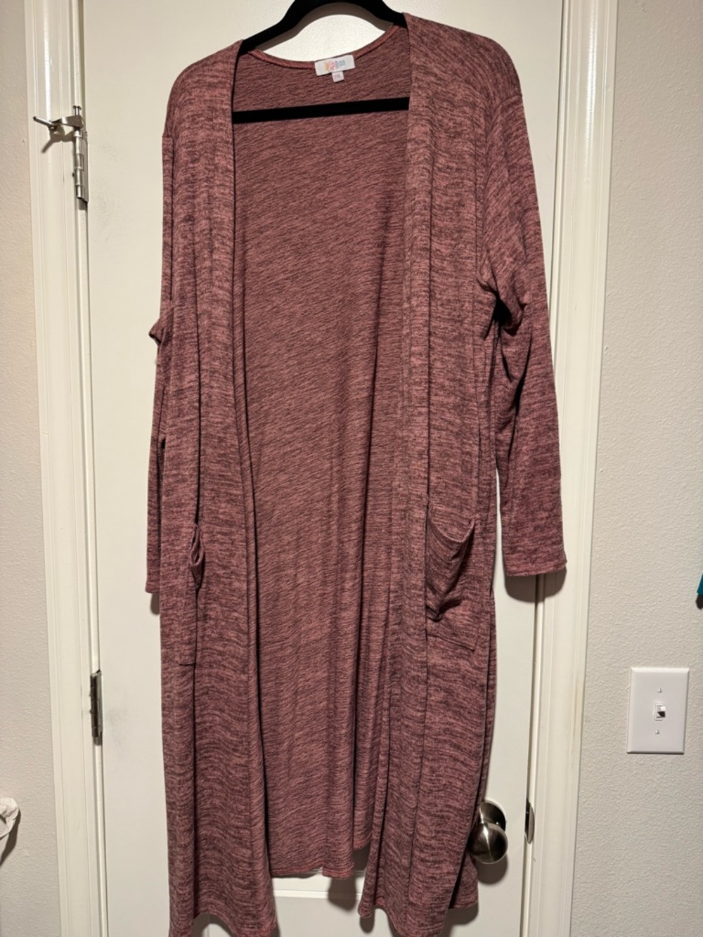 LuLaRoe Heathered Mauve Pink Open Front Duster Cardigan